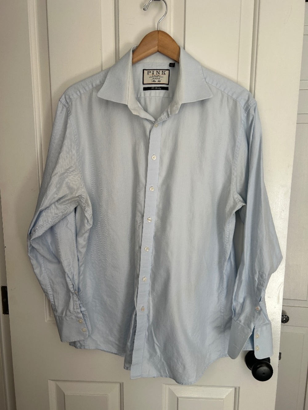 Pink Thomas Pink Slim Fit The Sterling Light Blue Shirt 17-35